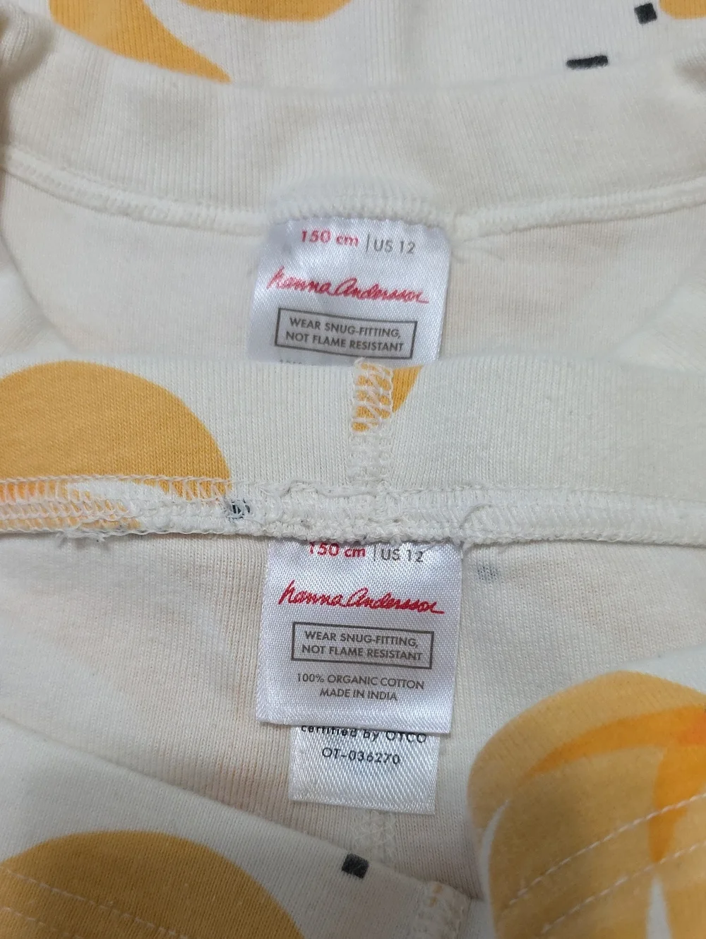 Hanna Andersson Long John Pajama Set in Banana Bunch Size 12